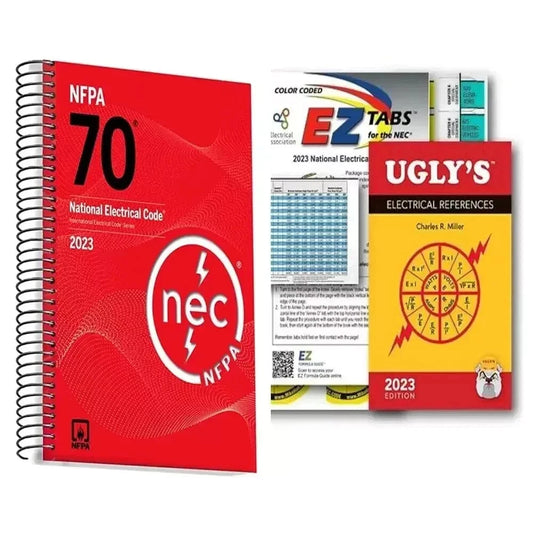 2023 NFPA 70 NEC Code Book Spiralbound with Index Tabs and Ugly’s Electrical Reference