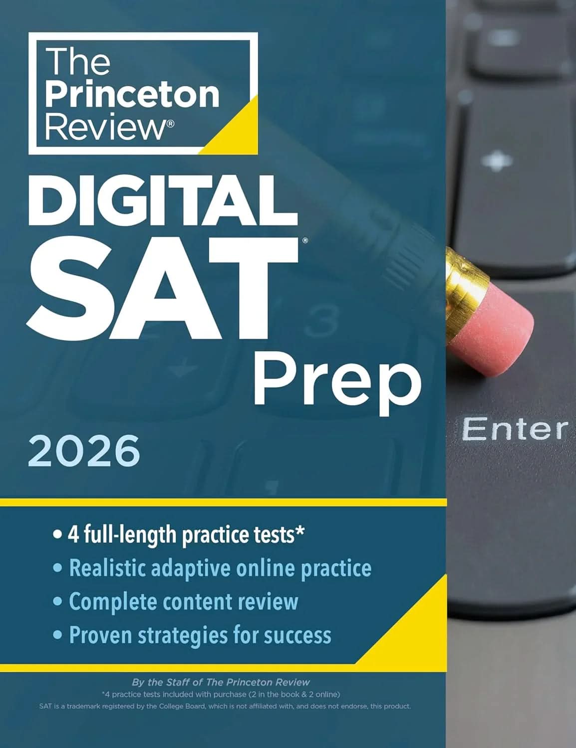 Cover image of Princeton Review Digital SAT Prep, 2026: 4 Full-Length Practice Tests (2 in Book + 2 Adaptive Tests Online) + Review + Online Tools – Paperback, by The Princeton Review, Paperback