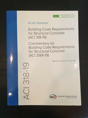 Book Valley USA ACI Code-318-19 building code requirements book for structural concrete, with commentary, reapproved in 2022.